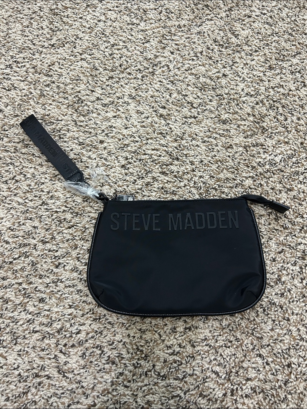 Steve Madden Black Logo Wristlet Pouch